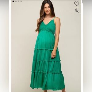 In Bloom Maternity Green Tiered Ruffled Sundress